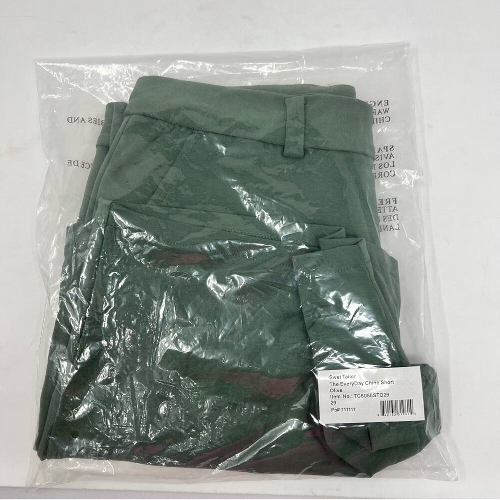 Swet Tailor Shorts The Everyday Chino Jersey Olive Pockets Stretch Golf 29 NEW - Picture 15 of 15